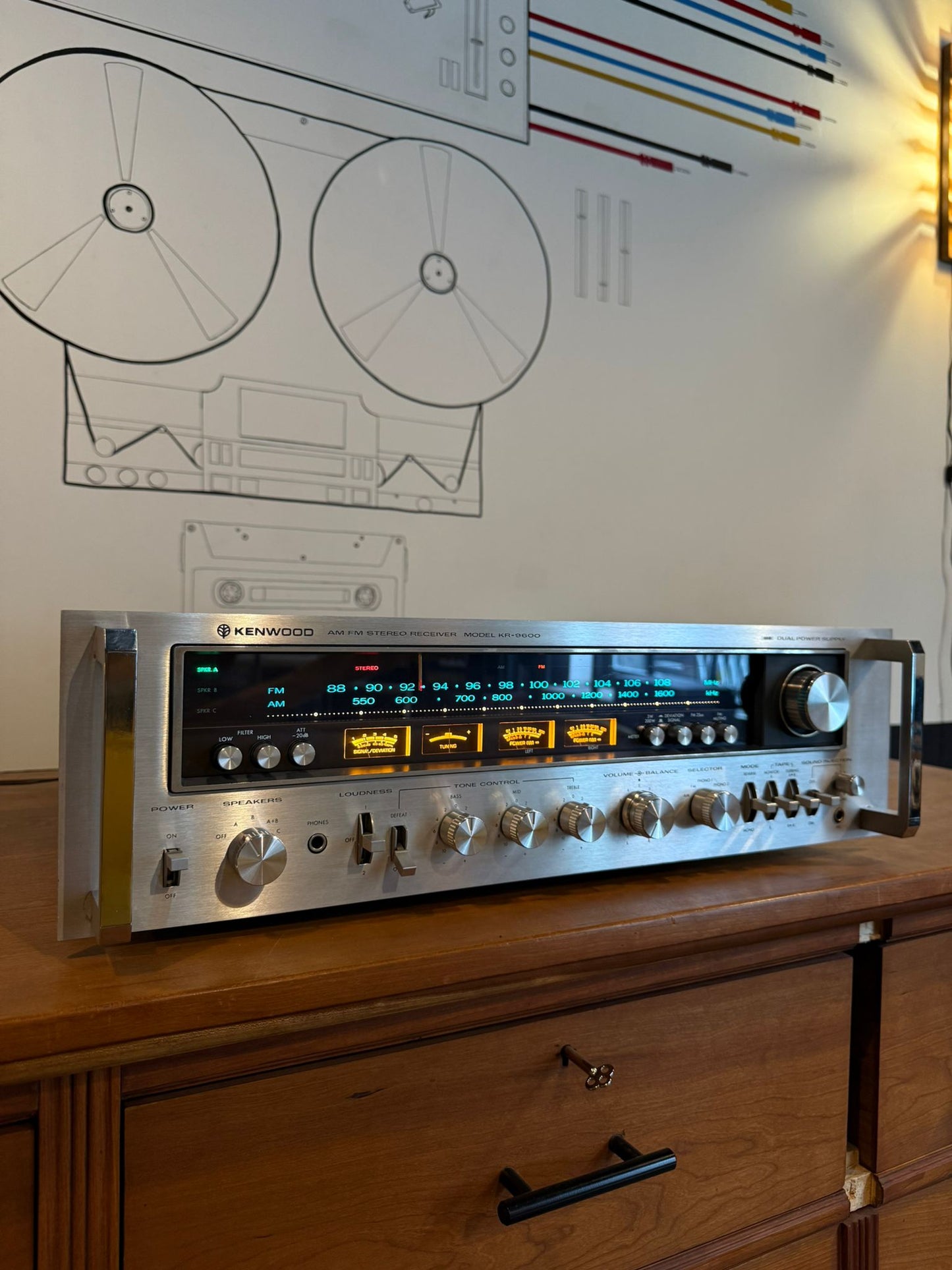Kenwood AM/FM Stereo Receiver Dual Power Supply